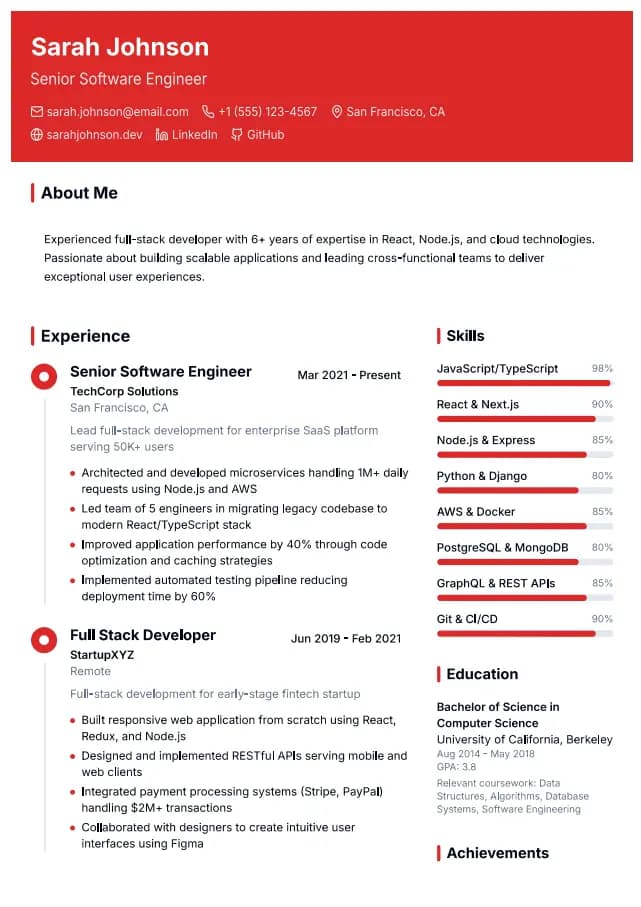 Modern professional resume template preview